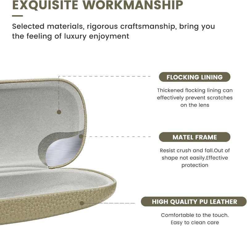 molshine Hard Shell PU Leather Glasses Case,Travel Portable Eyeglass Case for Men Women Girl Travel Study Work - Image 3